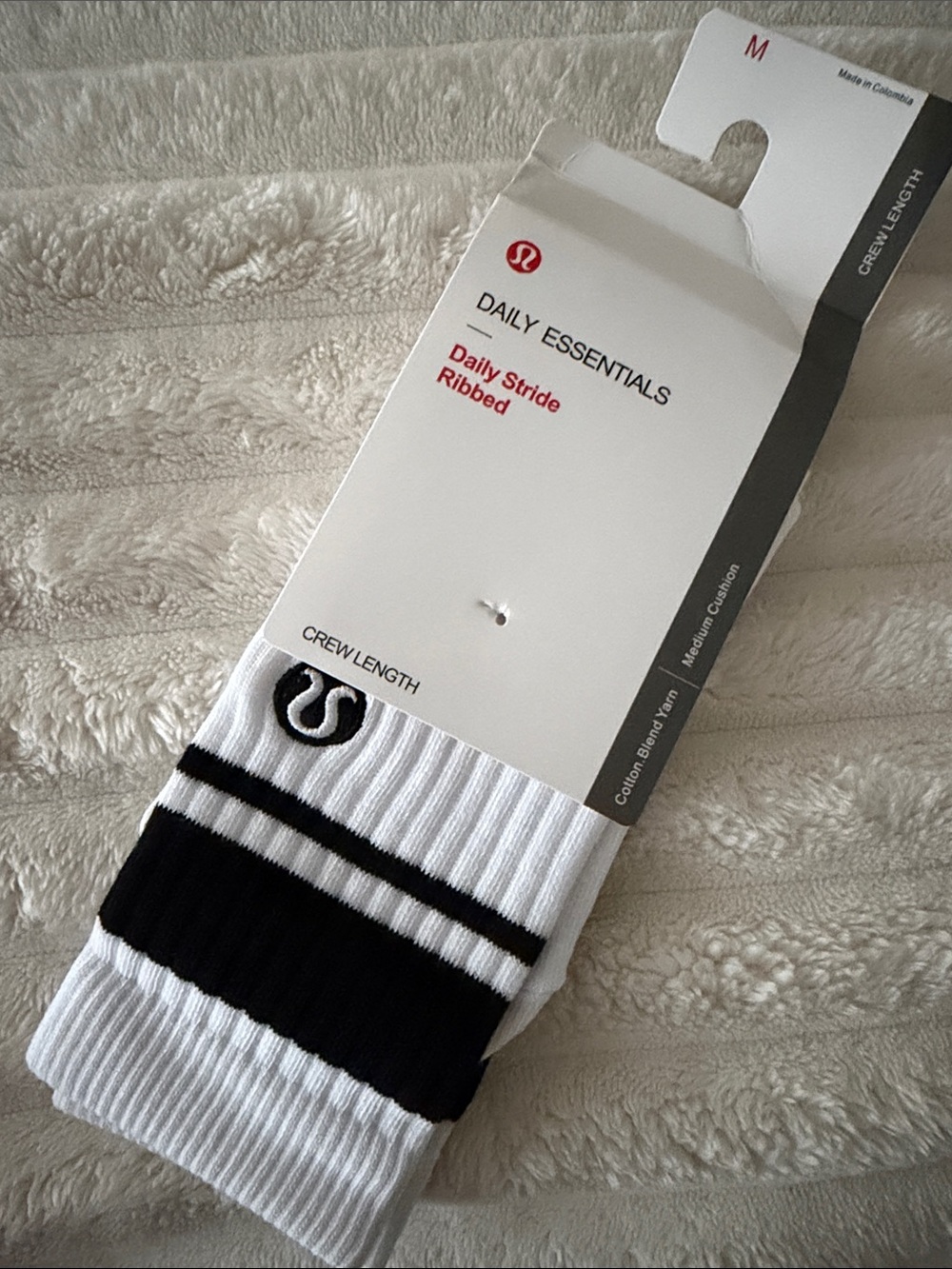 Lululemon Socks white and black. New. M-L